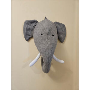 Plush Elephant Head Wall Decor One Size